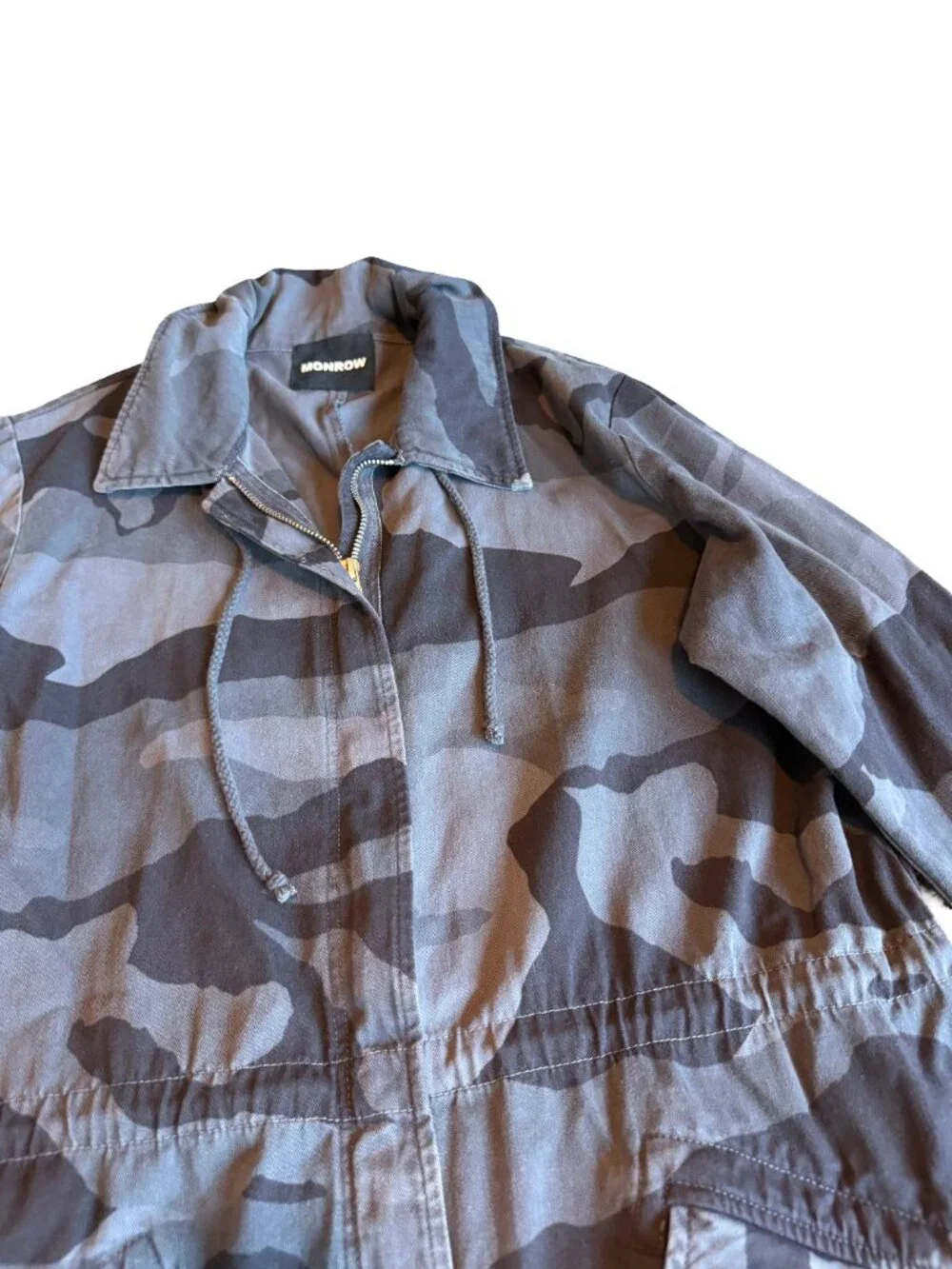 Monrow Black Grey Camo Print Jacket Utility Streetwear 100% Cotton Size Medium